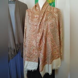 Elegant Paisley Shawl in Cream, Rust and Brown (220)